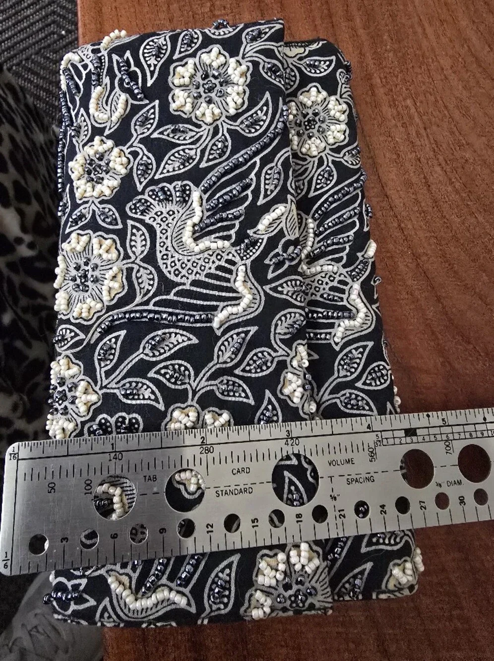 BELLASIMA Black and White Floral Embellished Foldover Clutch Made In Indonesia